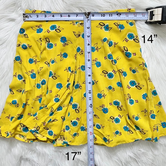 SOLD-Urban Outfitters Floral Yellow Mini Skater Skirt - Picture 9 of 9
